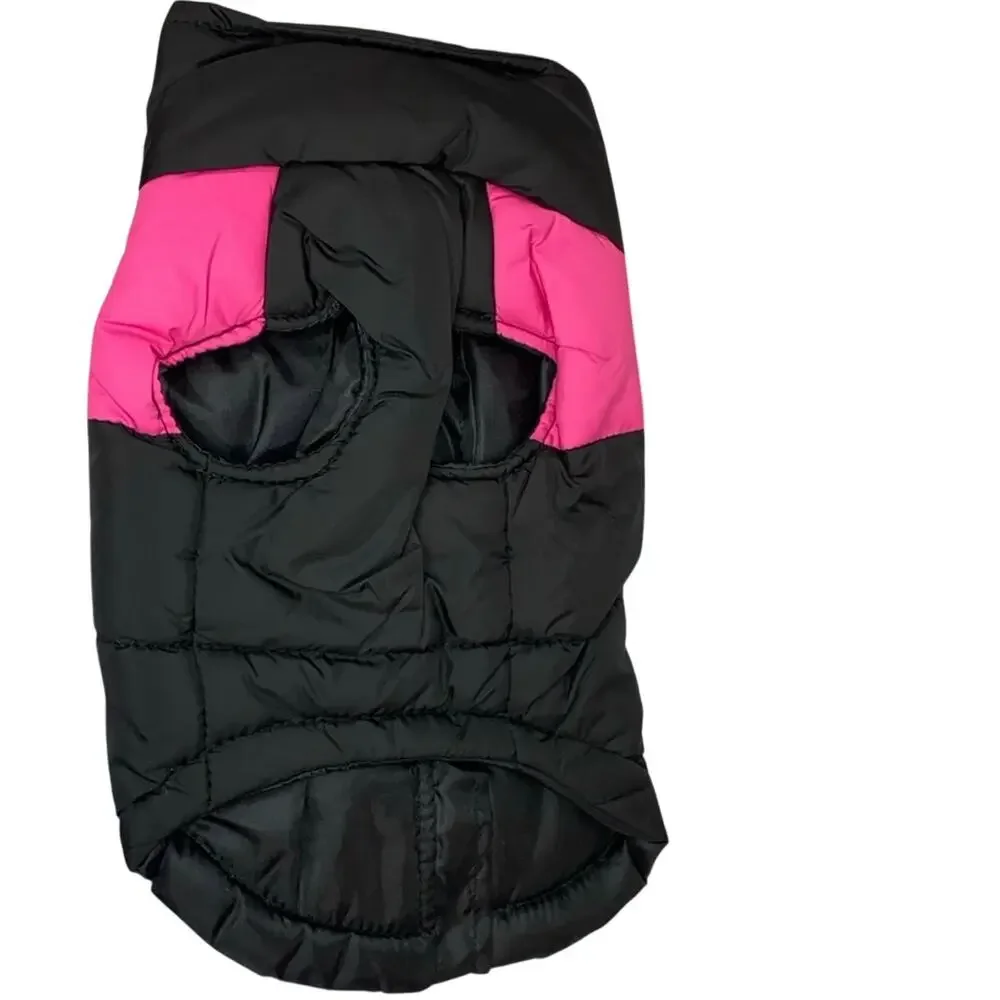 Dog Jacket Medium Black Pink Puffer Coat Warm Quilted Pet‎ Jacket Zip Vest